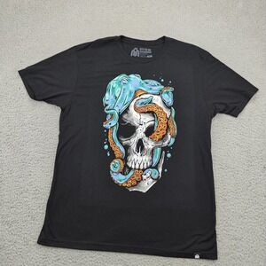 Into The AM Shirt Mens XL Black Octopus Skull Nautical Ocean Graphic Tee
